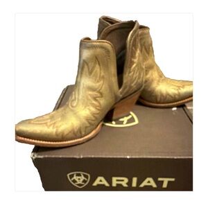 Ariat Gold Leather Western Ankle Boots